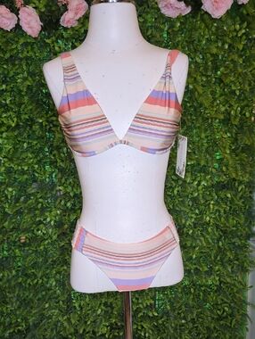 Chelsea & Violet Pastel Multi-Stripe Ribbon Scarf - Pink, Blue, Cream